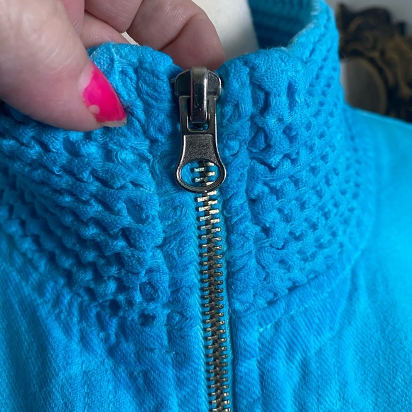 70’s style vest by Taylor hand tie dyed light blue white zip up pockets size S/M - Picture 4 of 9